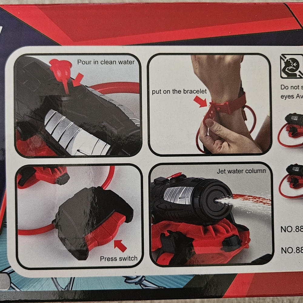 Red and Black Water Blaster with Silver Accents